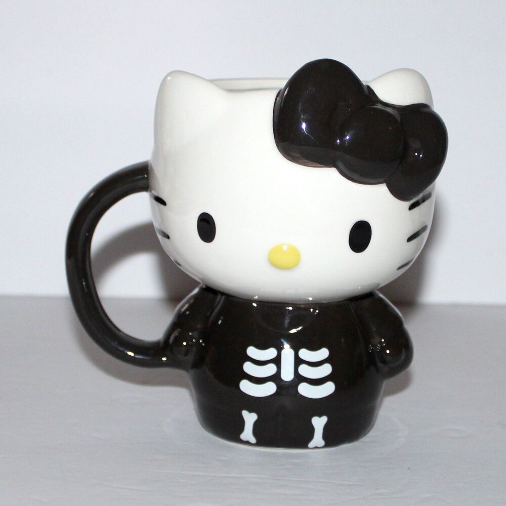 Hello Kitty Halloween Skeleton coffee tea mug 2024 NEW ceramic white black